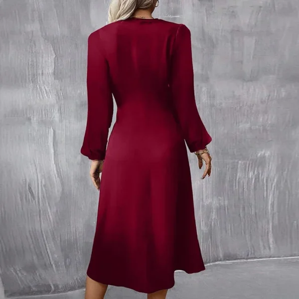 Red homecoming dresses: Elegant long sleeve A-line midi for autumn winter - Image 2