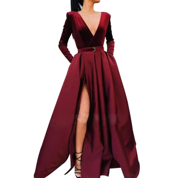 Grace Robe Soirée V-Neck Red Homecoming Dresses for Bridesmaids and Reception - Image 4