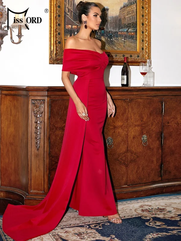 Elegant red homecoming dresses, off-shoulder, backless bodycon gown for parties - Image 3