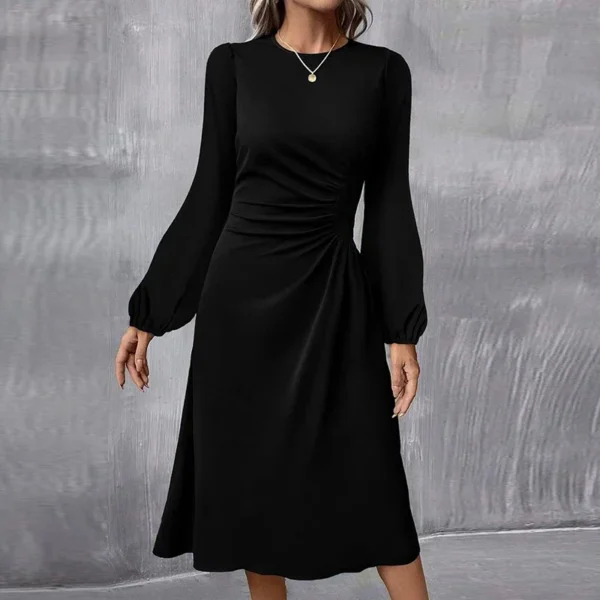 Red homecoming dresses: Elegant long sleeve A-line midi for autumn winter - Image 5