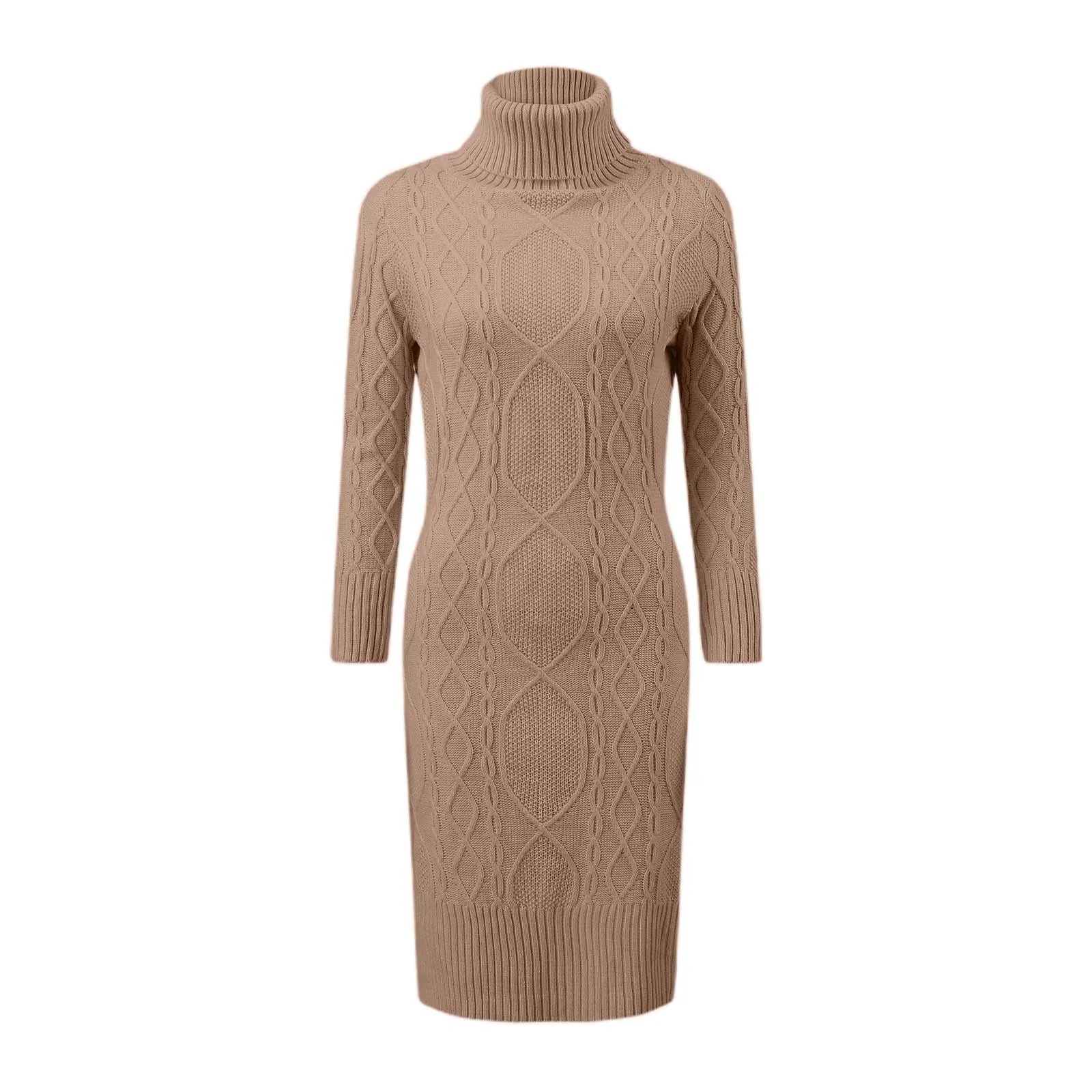 Women Winter Red Knitted Christmas Sweater Dress Slim Fit Pullover - Image 5