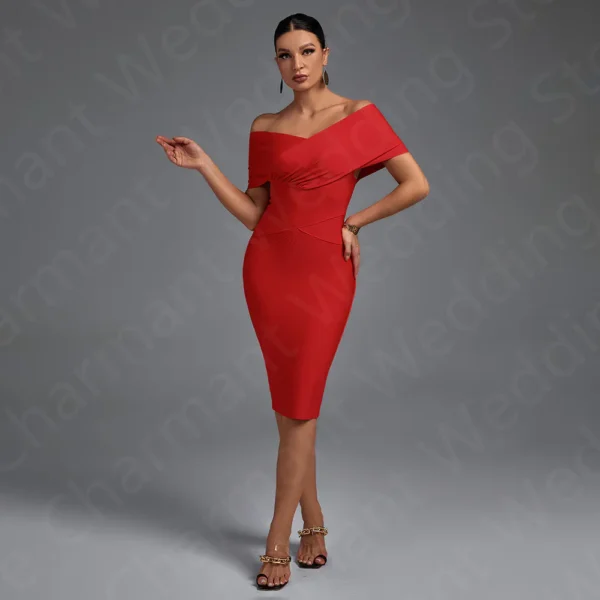 Red Homecoming Dresses Off Shoulder Short Sleeves Cocktail Gown 2024