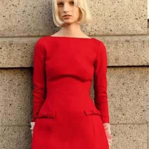 Sexy Elegant Red Long Sleeve Party Dress For Women Winter 2025