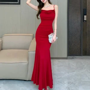 Fashion Red Slip Evening Wrap Hip Maxi Cocktail Prom Party Dress