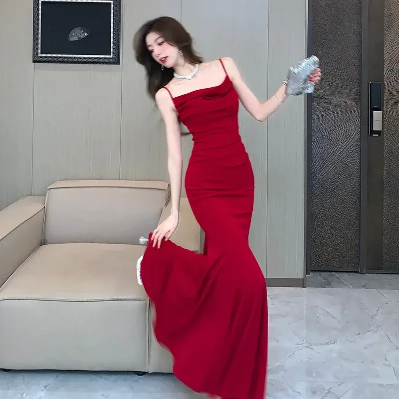 Fashion Red Slip Evening Wrap Hip Maxi Cocktail Prom Party Dress - Image 3