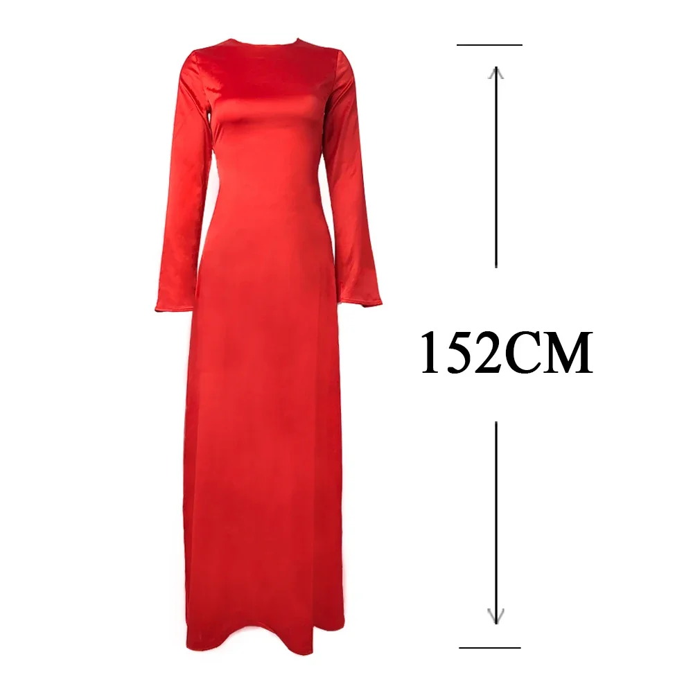 Red Homecoming Dresses Long Satin Maxi Formal Lace Up Dress Elegant - Image 6