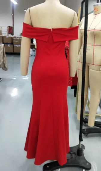 Celebrity Style Red One-Shoulder High-Waisted Party Banquet Dress - Image 4