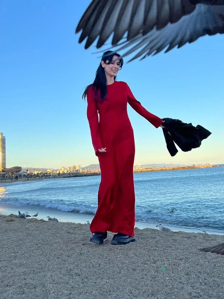 Red Homecoming Dresses Long Satin Maxi Formal Lace Up Dress Elegant - Image 2