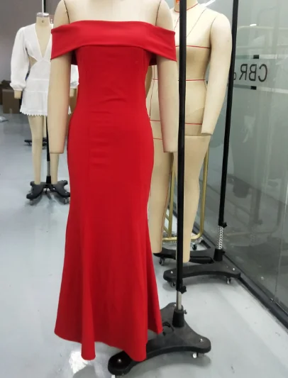 Celebrity Style Red One-Shoulder High-Waisted Party Banquet Dress - Image 3